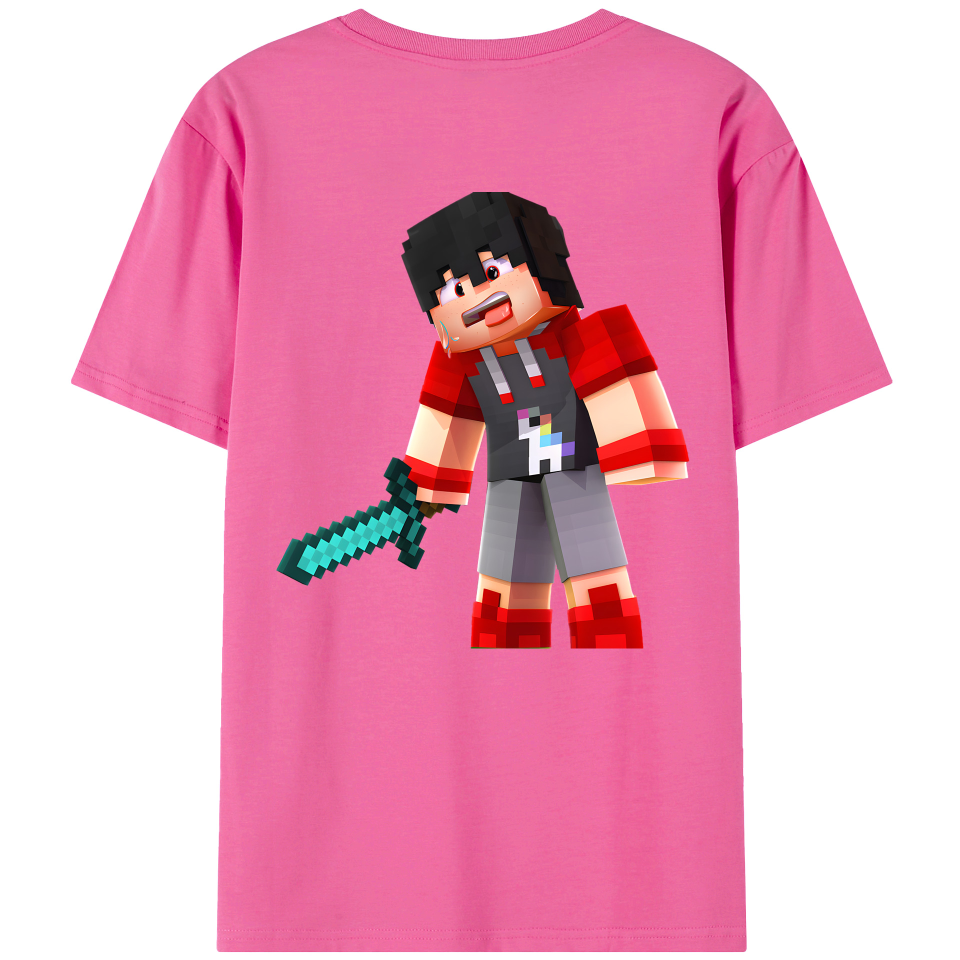 （画像用） マインクラフト ブロックの世界 Minecraft MC Block world レディース半袖Tシャツ(バックプリント)